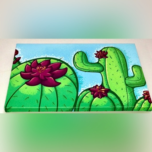 Modern Urban Pop Art Stretched Canvas Acrylic PURPLE FLOWER CACTUS Painting - Picture 6 of 10